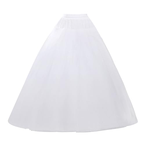 BONOYUER White Petticoat 4 Layers Tulle Underskirt Floor Length Half Slips Fluffy Ball Gown for Wedding Dress