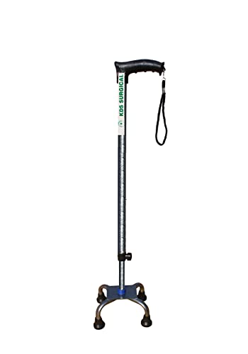 Quadripod 4 Leg Antique Silver Height Adjustable Walking Stick