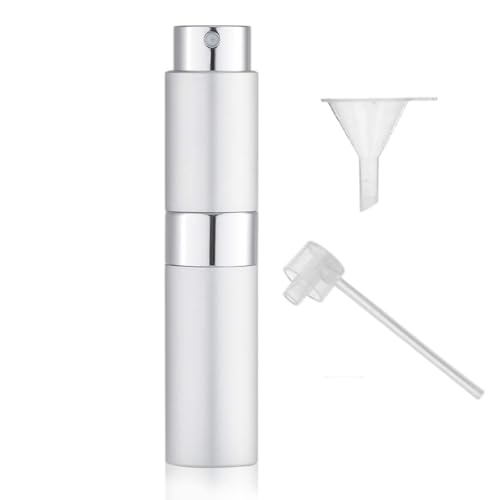Image of 10ML Mini Perfume Atomizer Spray Bottle, Empty Refillable Glass Travel Cologne Sprayer for Men & Women with Refill Tools (Silver-1)