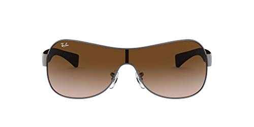 Ray-Ban RB3471 Shield Sunglasses, Matte Gunmetal/Brown Gradient, 32 mm