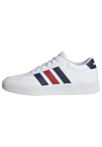 adidas Herren BREAKNET 3.0 Shoes, FTWR White/Dark Blue/Better Scarlet, 42 2/3 EU