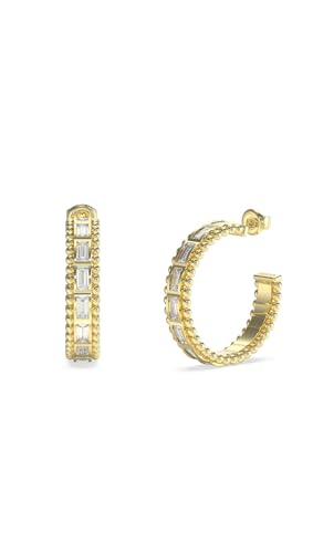 GUESS UBE05233YG boucles d'oreilles dorées avec logo gravé et finitions miroirs