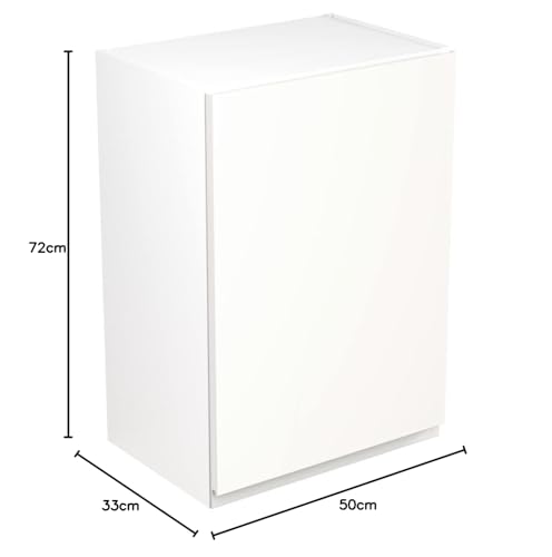 Kitchen Kit Flatpack Bridging Wall Cabinet - Screwless Quick Build Kitchen Unit - J-Pull Door - Wall Mounted Unit - 500x720mm - White Gloss - Image 3