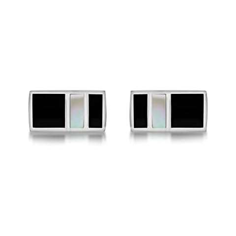 Tuscany Silver Men's Onyx and Mother of Pearl Cufflinks Cover