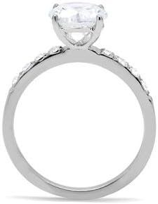 Women's Classic Cubic Zirconia Engagement Ring with Side Pave Stones