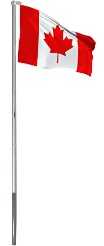 BRUBAKER 13.1 Feet Aluminum In-Ground Flagpole with 5 Feet by 3 Feet Canadian Flag