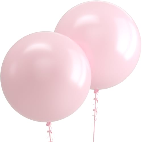 Image of Bezente Pro Duralatex Pastel Pink Extra-Thick Balloons 12 Pack 24 inch | Round Pink Balloons for Easter Wedding Bridal Shower Gender Reveal Birthday Princess Party Decorations