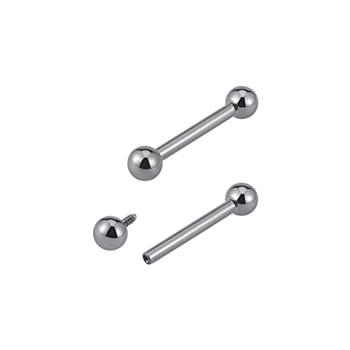 FINE4U 14G Nipple | Tongue Rings Piercing Jewelry Titanium - ASTM F136 Titanium Straight Barbell for Women & Men, Internally Threaded Hypoallergenic (14G × 14mm × 4mm)