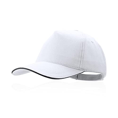 Makito Casquette de baseball Padel Golf Casquette 5 panneaux 100% coton peigné Fermeture ajustable Casquette unisexe, blanc, 56