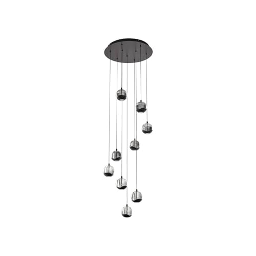 Lucande - Lucande LED Suspension en verre Hayley (Moderne) Transparent Verre e. a. pour Salon & Salle à manger (à 9 lampes,), Luminaire Lampe plafond Plafonnier Suspendue