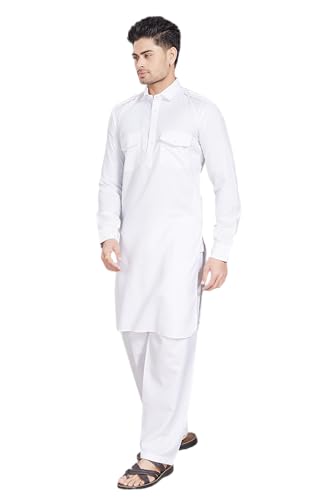 Image of DIVISIVE Men's Cotton Blend Pathani Kurta Pyjama Set