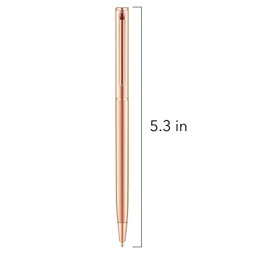 Unibene Slim Metallic Retractable Ballpoint Pens - Rose Gold, Nice Gift For Uniform Office Students Teachers Wedding Christmas, Medium Point(1 Mm) 6 Pack-Black Ink #TOP2