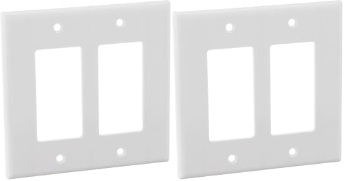 Image of Leviton 80609-W 2-Gang Decora /GFCI Device Decora Wallplate, White (Pack of 2)