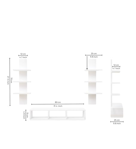 Image of Spyder Craft Tokyo Engineering Wood Wall Mount TV Entertainment Unit Set Top Box Stand /TV Cabinet with Shelves for Books & Dcor Display Unit Bed Living Room Upto 60 Inches