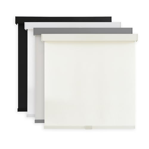 AOSKY Light Filtering Roller Shades Cordless Blinds for Windows, 1% Openness Free-Stop Shades with Valance, Thermal Insulated Fabric, UV Protection, Natural Woven Blinds（34' W x 72' H, Ivory）