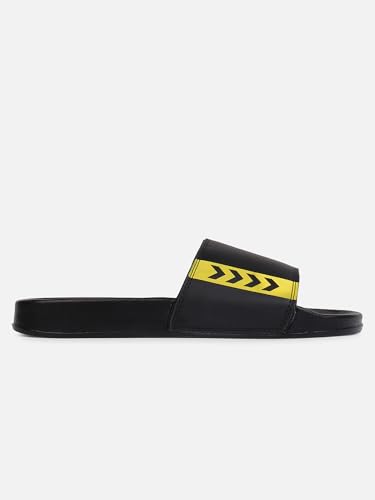Image of hummel CHUNK MEN SLIDERS Comfortable Cushioned Sole Arch Support Durable Lightweight Flexible Trendy Style Flip flops and Slippers Slides for Men Daily use Chappal