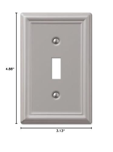 Image of Amerelle 149TBN Chelsea Wallplate, 1 Toggle, Steel, Brushed Nickel, 1-Pack