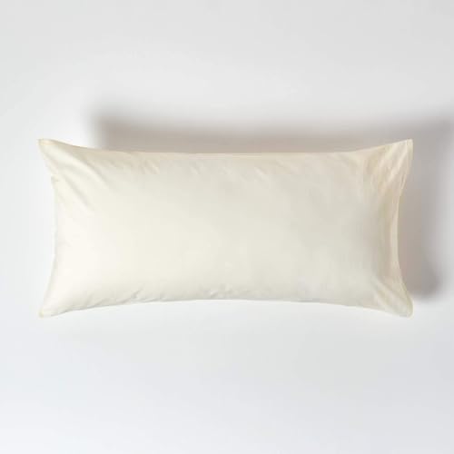 HOMESCAPES Cream Pure Egyptian Cotton King Size Pillowcase 200 TC 400 Thread Count Percale Equivalent Housewife Pillow Case Pack of 2