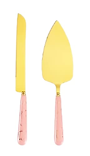 Chandler Cake and Pie Server Kit Wedding Cake Serving Kit Stainless Steel 18/10 Cutlery Set 2 Pieces Pastry Servers (Pink)