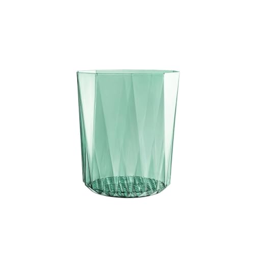 Poubelle transparente verte ronde pour trier facilement les déchets du salon
