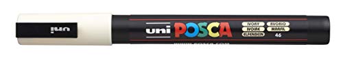 POSCA, UNI, Caneta Marcador PC-3M, Ponta Fine, traço de 0,9mm a 1,3mm, Ivory, Caixa com 6 Unidades
