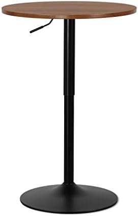 Magshion 23.5'' Round Pub Table, 360° Swivel Cocktail Bar Table with Black Leg, Adjustable Height Range 27.5"-36" for Living Room Kitchen (Brown)