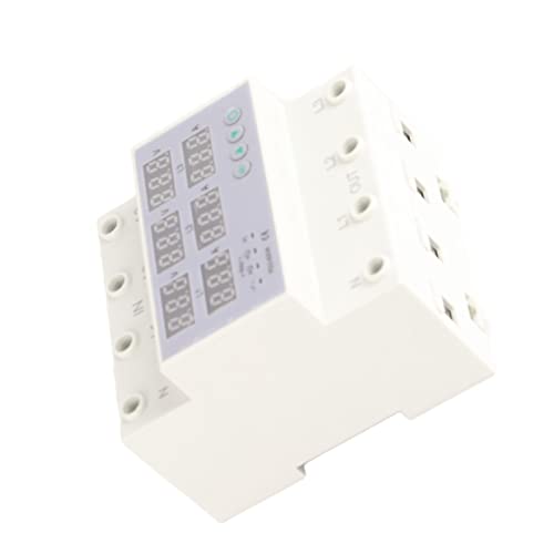 Image of 3 Phase DIN Rail Voltmeter Power Meter, AC 390‑500V Digital Ammeter Automatic Overvoltage Overcurrent Protector, 3 Phase Watt kwh Amp Electricity Tester (63A)