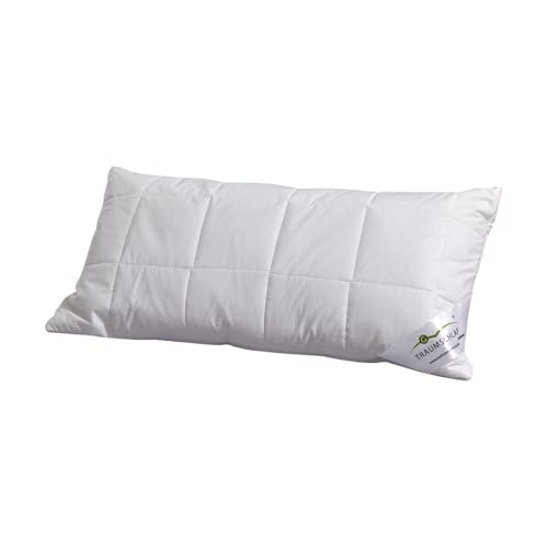 Traumschlaf Naturhaarkissen Pako – 40x80 cm – Kopfkissen mit 100% Schafwolle-Füllung und Alpakawolle-Versteppung – Atmungsaktiv und temperaturausgleichend für EIN angenehmes Schlafklima