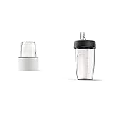 Kenwood AWTAT320B01 - Mini-Hachoir/Moulin + 4 Mini-Cuves en Verre Couvercle für Roboter Chef-Dur & KAH740PL Blend Xtract Sport Mixer (2 x 0,6 L Trinkbecher),Grau