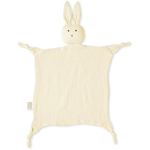 Ali+Oli Cuddle Bunny Security Blanket (Beige) - Soft & Breathable Muslin Blanket, Plush Baby Blankets for Girls and Boys, Security Blankets for Babies, Pre-Washed Cotton Baby Blankets, Bunny Blanket Cover