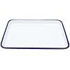 TOPBATHY Vintage Enamel Bake Pan, White 27x19cm, Heat-Resistant, Easy to Clean, Multi-Use Roasting Tray for Oven, Microwave, and Storage, Ideal for Family Use