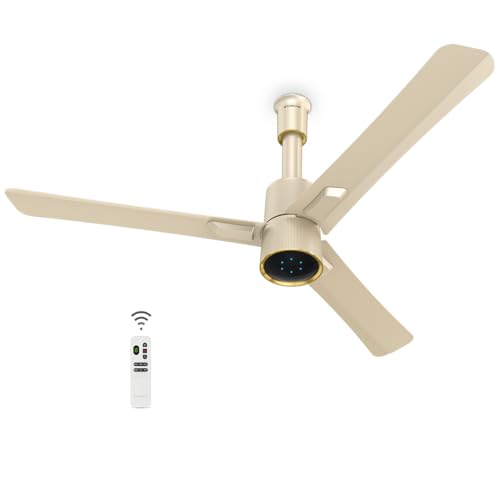 Image of Goldmedal Spacio BLDC 1200mm Decorative 5 Star Rated Ceiling Fan | Remote with 3 Modes | Off Timer Function (2,4,&8 HRS) | Smooth & Silent Operation (Tuscany Gold)