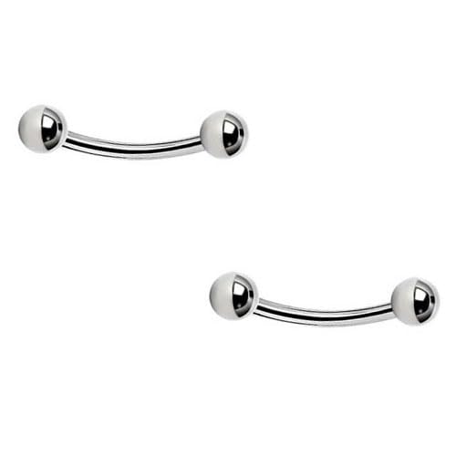 DENI 2 piercings pezón chico, banana, largo 10mm y grosor 1,2mm, bolas de 3mm.