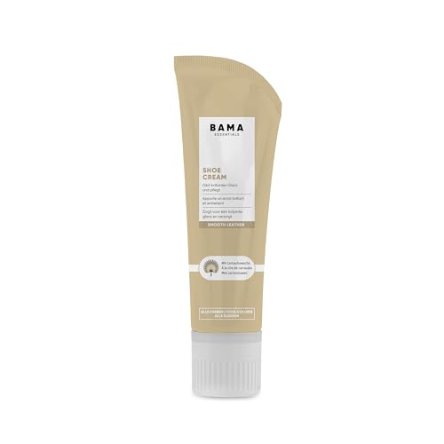 Bama Shoe Cream mit Carnaubawachs für optimale Pflege - für Glattleder, genarbtes Leder und TEX-Materialien, mit Schwammaufträger, 75ml, Neutral.
