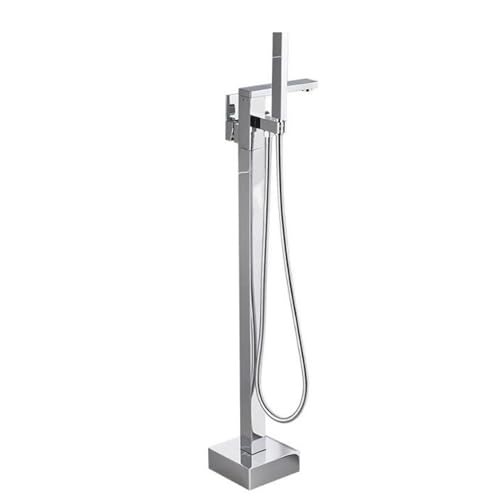 Robinet de baignoire îlot en laiton noir à double flux avec douchette ergonomique
