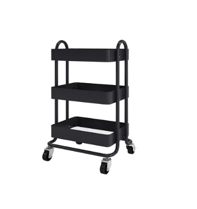 CARRINHO ORGANIZADOR MULTIUSO 3 PRATELEIRAS PRETO BERLIM