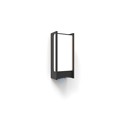 LUTEC LED Außenwandleuchte Qubo,Wandlampe m.Bewegungsmelder,Außenleuchte aus Aluminium in Anthrazit,moderne Wandleuchte,wetterfeste Wandlampe,13 Watt,800 Lumen,3000 Kelvin (warmweiß) Cover