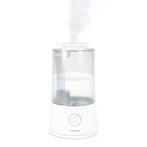 Miniland - Humitop - Humidificador Ultrasónico de Fácil Uso, com Llenado Superior, Luz de com pañía, Aromaterapia y Autonomía de Más de 24h, Blanco - imagen 2