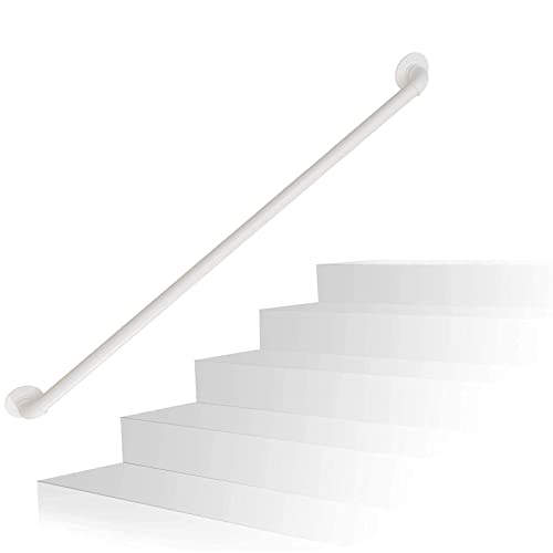 LBSI Handrails for Stairs White Paint Galvanized Non-Slip Wrought Iron Staircase Bannister Wall Mounted Contemporary Wall Balustrade Handrail Pipe