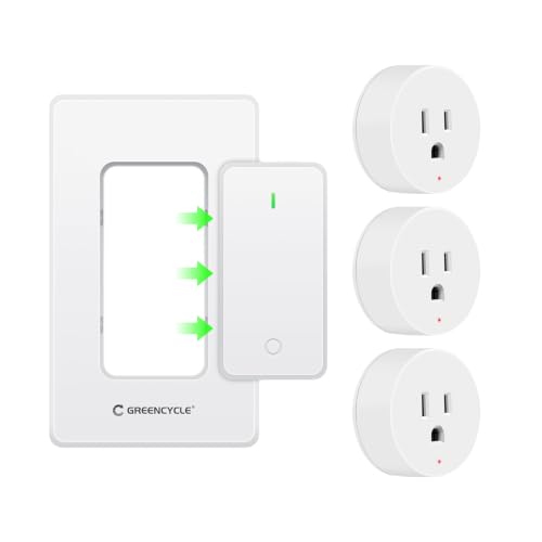 Image of Greencycle Remote Control Outlet with 3 Plugs,Detachable Wireless Switch