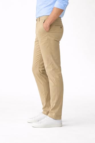 Image of DENRO Men's Slim Fit Cotton Stretch Trousers | Smart Casual & Workwear Pants for Office Use | 98% Cotton 2% Spandex Fabric | Mid-Rise Tailored Fit | Sizes 28-38
