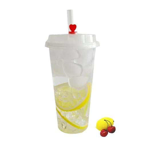 Tankon?100 Sets - 24 oz. Disposable Clear Plastic Cups With Lids and Straws 24oz. Hot | Cold Coffee Cups With Lids. Premium Quality. Heavy Duty. Injection Cups.