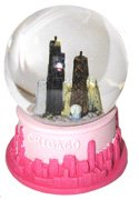 Chicago Snow Globe - Pink Base - 3.5"