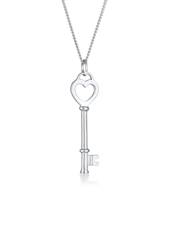 Collier clé coeur en argent 925 sterling pour femme