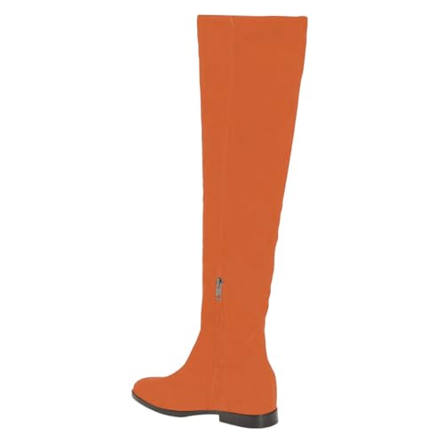 Pazzion Women Almond Toe Knee High Boots Partial Zippers Stretchy Cold Weather Warm Flat Long Boot Dressy Prom Office Shoes Size 4-16 US4