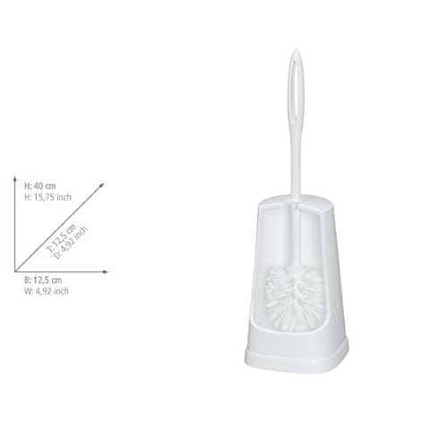 WENKO WC-Garnitur Simple, Toilettenbürste mit Halter, aus Kunststoff, WC-Bürste mit weißem Bürstenkopf, 12 x 40,5 x 12 cm, Weiß