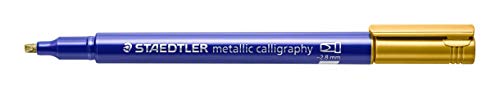 Image of Staedtler Metallic marker pen with calligraphy tip gold in pack of 10 nos.