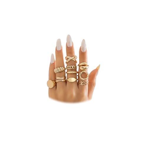 futimely 14k gold stackable knuckle rings set for women teen girlsaesthetic silver 10pcs trendy dainty open midi rings setmidi finger rings pack jewelry gifts