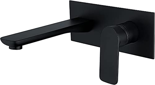 Grifo monomando for lavabo de baño, latón negro, for, una sola manija, for agua caliente y fría, for montaje en pared