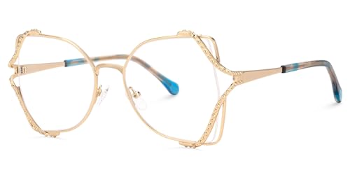 Image of Zeelool Metal Butterfly Glasses Classic Eyewear for Women Blue Light Blocking Glasses Anti Eyestrain Glasses ZJGM610701-02 Gold